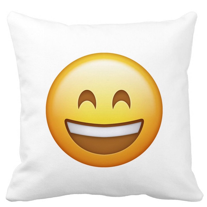 Négyzet alakú matt dekorpárna Emoji Happy, 40x40 cm