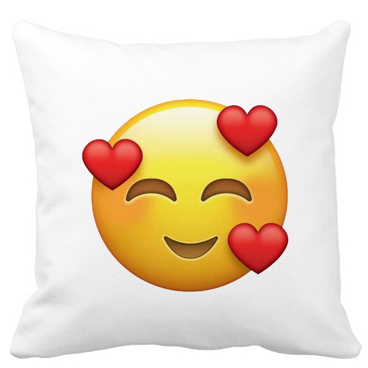 Fata de Perna Decorativa Patrata Mata Emoji In Love, 40x40 cm