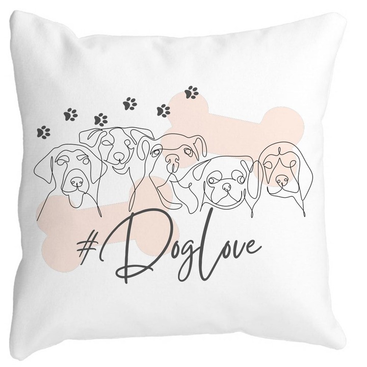 Fata de Perna Decorativa Patrata Mata Dog Love, 40x40 cm