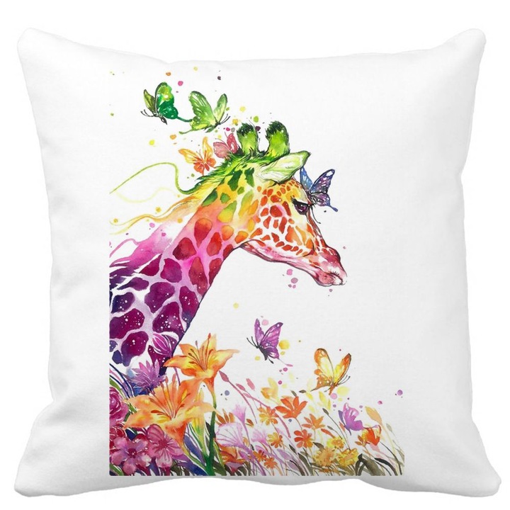 Többszínű Zsiráfszőnyeg négyzet alakú dekoratív párnahuzat, 40x40 cm