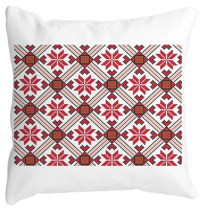 Matt négyzet alakú dekoratív párnahuzat román motívumokkal 2, 40x40 cm