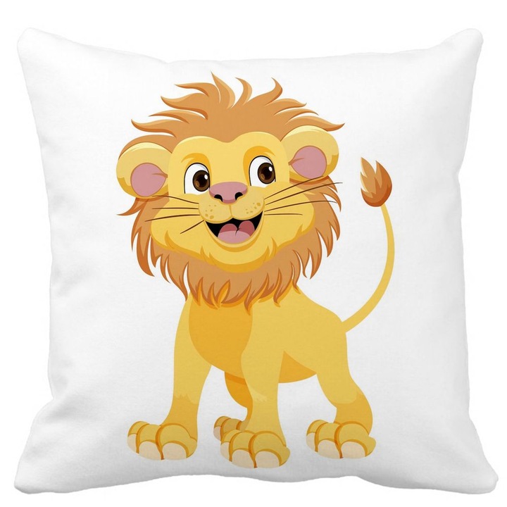Fata de Perna Decorativa Patrata Mata copii Little Lion, 40x40 cm