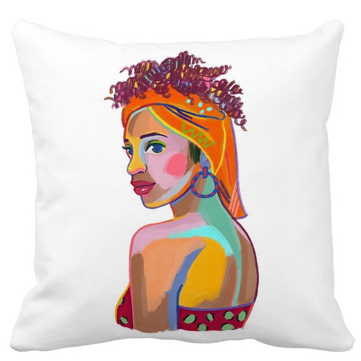 Göndör African Mat Square dekoratív párnahuzat, 40x40 cm