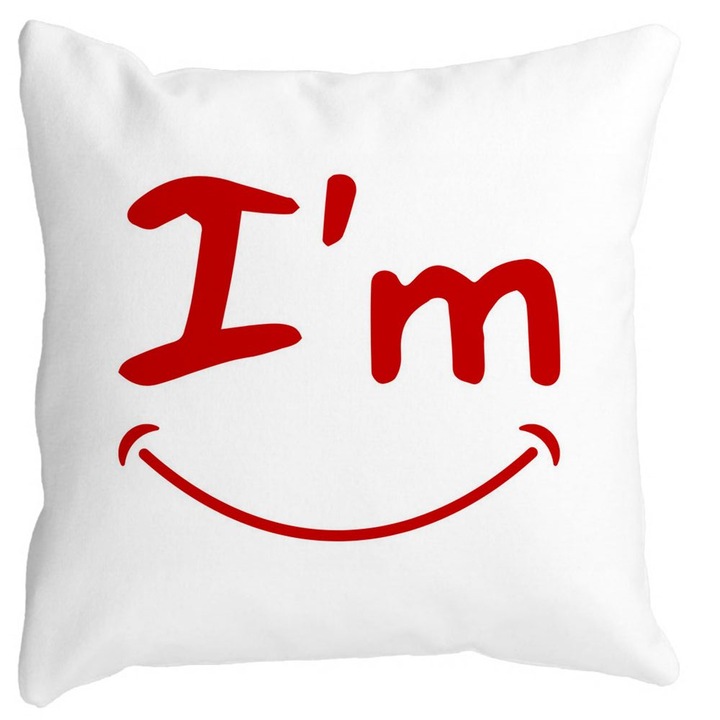 Mata I'm Happy szögletes díszpárnahuzat, 40x40 cm