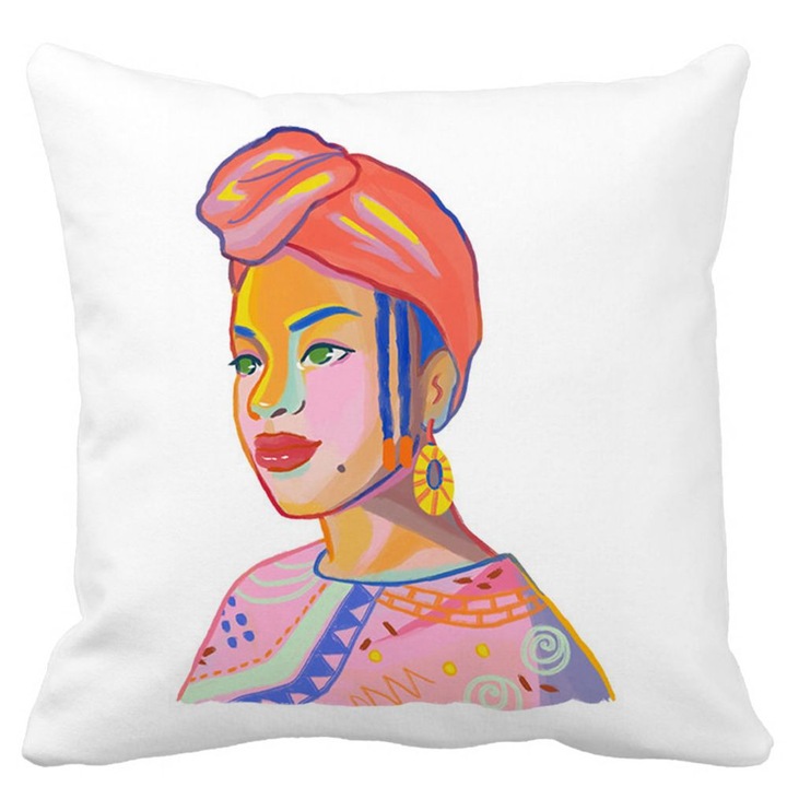 African Style Mat Square Dekoratív párnahuzat, 40x40 cm