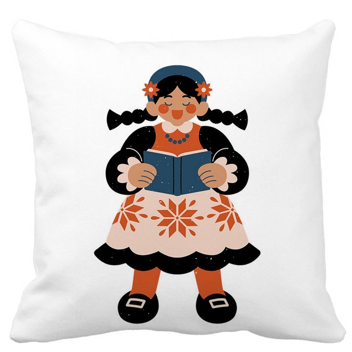 Mata Folk Square dekoratív párnahuzat, 40x40 cm