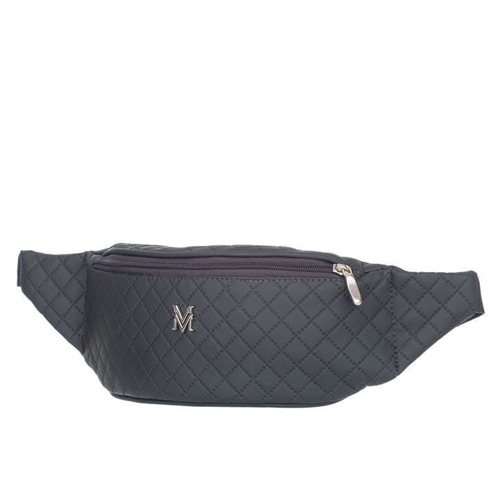 Дамска чанта, Vermari, Екологична кожа, 10x8x26 см, Антрацитно сиво