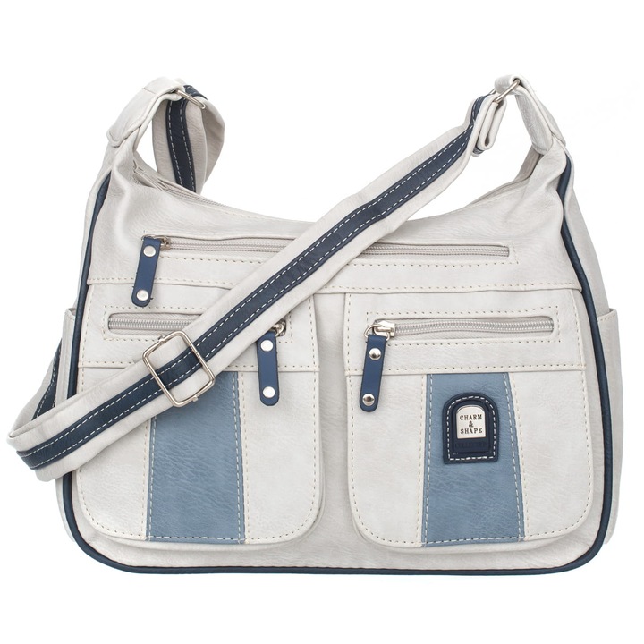 Kézitáska, Charm&Shape, Ökológiai bőr, szürke/kék