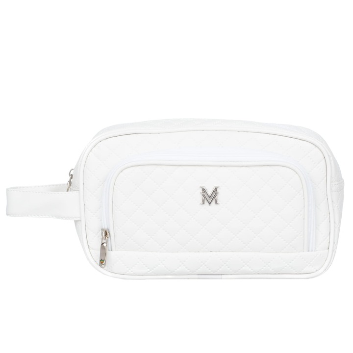 Geanta pentru cosmetice, Vermari, Piele ecologica, Alb