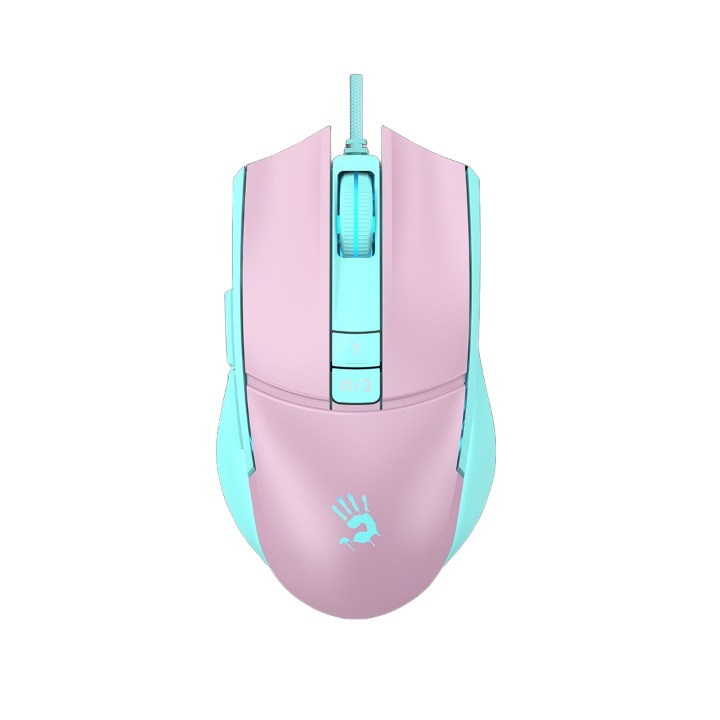 Мишка Геймърска мишка A4tech bloody L65 Max, Жична, 12000 cpi, Sky Pink, Син/Розов L65MAX-SKY