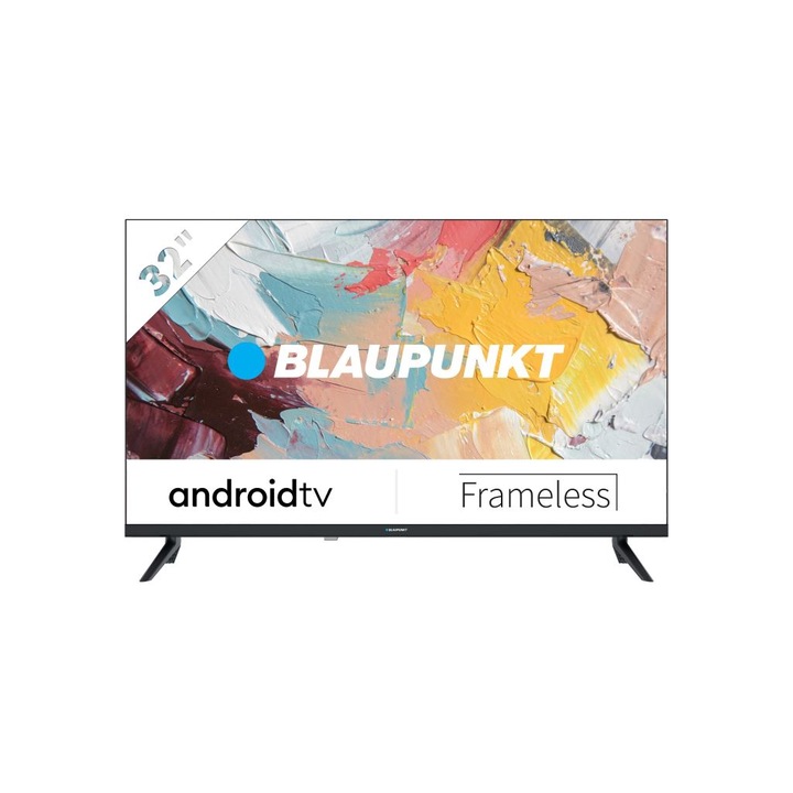 Телевизор Sharp Blaupunkt BA32H4382QEB, 32" Android TV, LED HD READY TV 1366x768 Frameless, 1 000 000:1, DVB-T/T2/C/S/S2, Speaker 2x8W, Chromecast Built-in, Dolby Digital, 3xHDMI, CI+, USB, Lan, Wi-Fi, Video/Audio input (3 x RCA), 2 pole Stand -