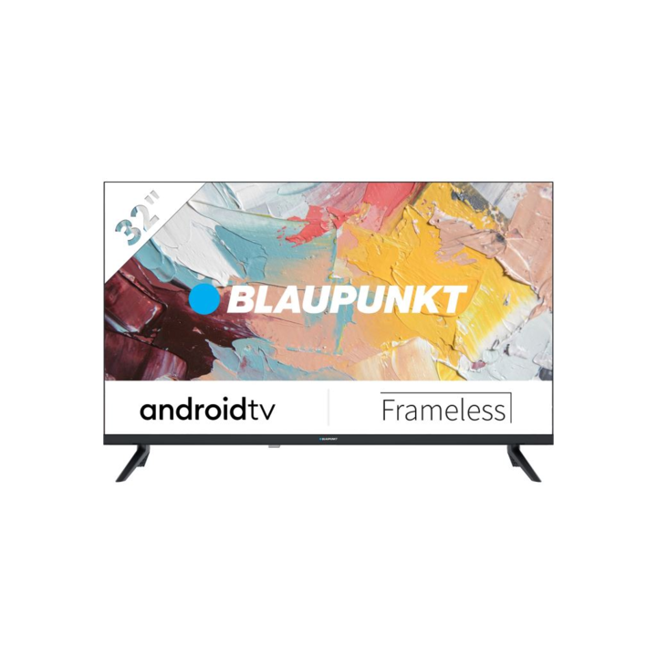 Телевизор Sharp Blaupunkt BA32H4382QEB, 32" Android TV, LED HD READY TV 1366x768 Frameless, 1 000 000:1, DVB-T/T2/C/S/S2, Speaker 2x8W, Chromecast Built-in, Dolby Digital, 3xHDMI, CI+, USB, Lan, Wi-Fi, Video/Audio input (3 x RCA), 2 pole Stand -