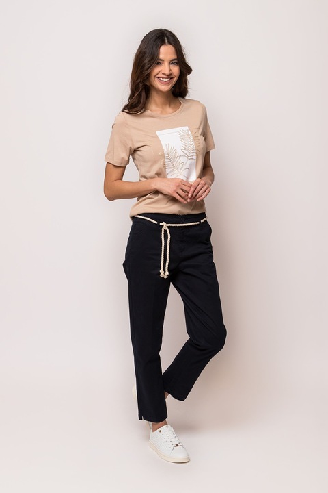 Heavy Tools, Tricou din amestec de modal cu imprimeu Mefar, Alb, Camel, S