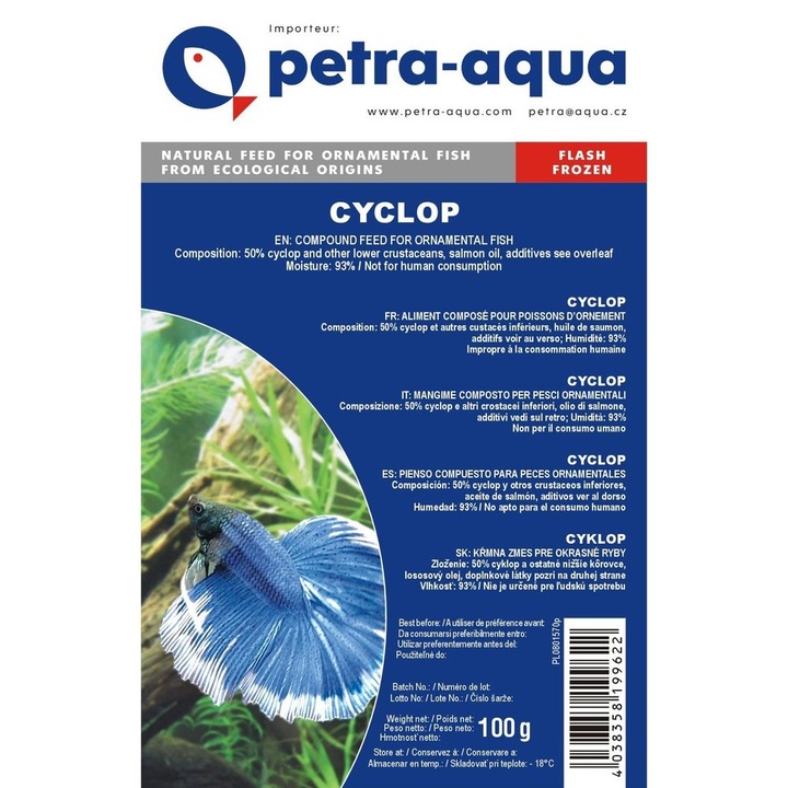 Hrana congelata pentru pesti ornamentali, CYCLOP, blister 100 g