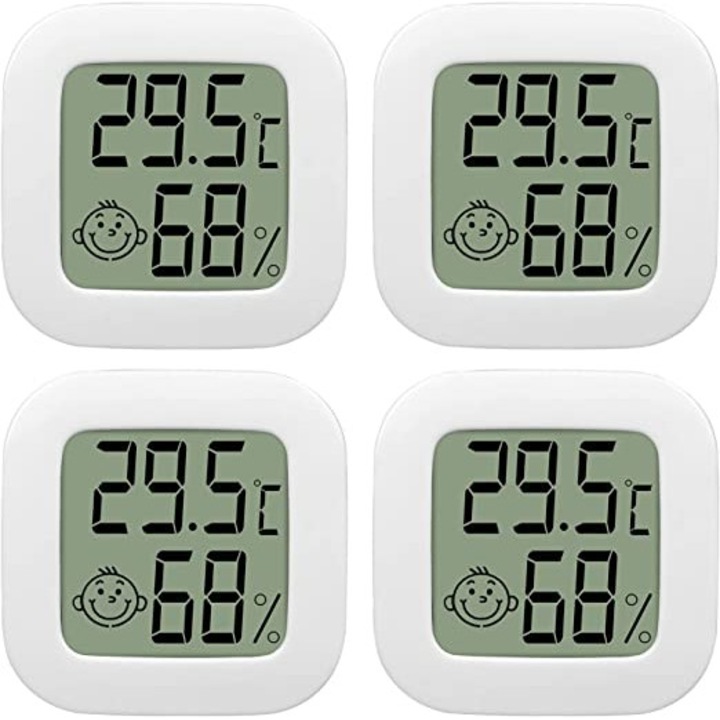 Set 4 termometre de camera, LCD, Alb