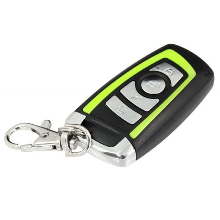 Telecomanda pentru auto-copiere, Zola®, cu cod fix 433,92 MHz, 4 canale, 60x32x14 mm, negru/verde