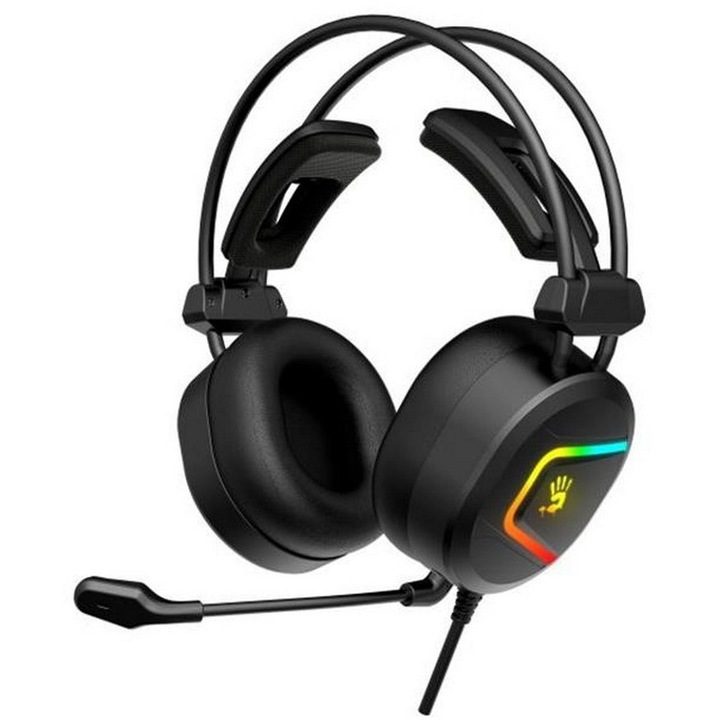 Casti Gaming A4TECH Bloody MC750, ANC, RGB, Micropfon, Negru