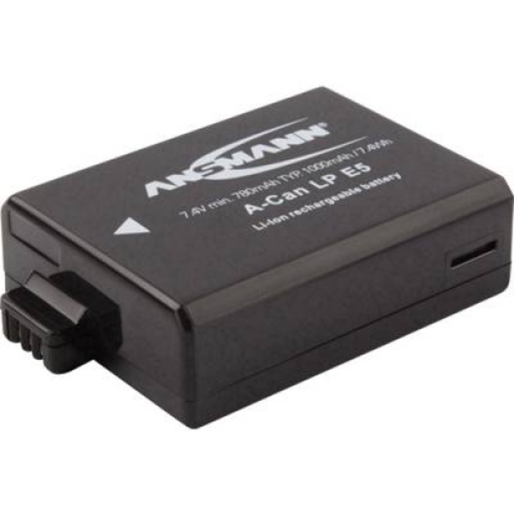 Acumulator aparat foto, Ansmann, Compatibil cu Canon, 7.4 V, 1000 mAh, Negru