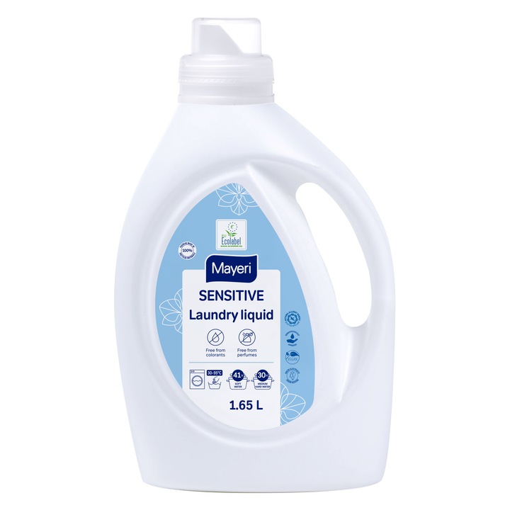 Detergent lichid SENSITIVE 1,65L, de inalta calitate pentru hainele tale delicate fara parfum, coloranti sau agenti de conservare © Mayeri Sensitive