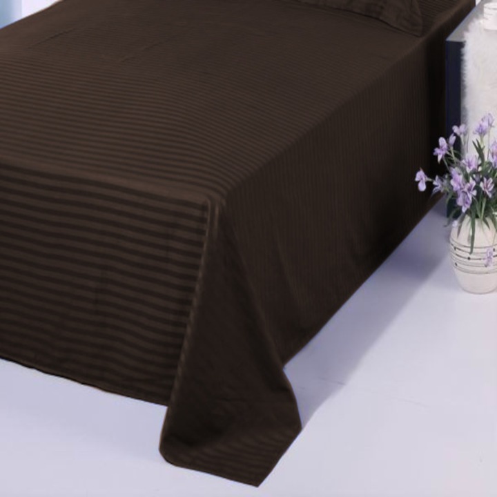 Чаршаф King size Damascus Polycotton райе 1 см, 230 x 260 см, Pucioasa, Кафяв