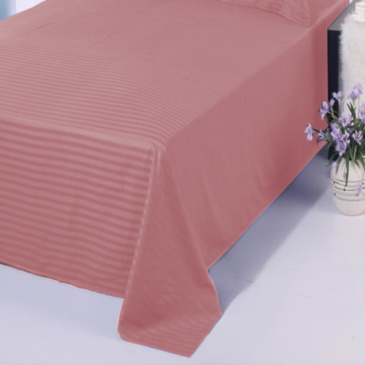 Чаршаф King size Damascus Polycotton райе 1 см, 230 x 260 см, Pucioasa, Розов