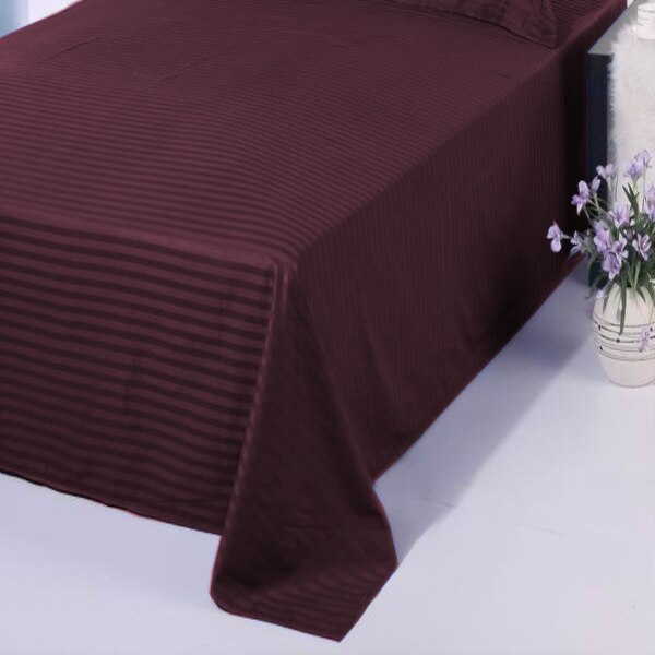 Cearsaf de pat king size Damasc Policoton dunga 1 cm, 230 x 260 cm