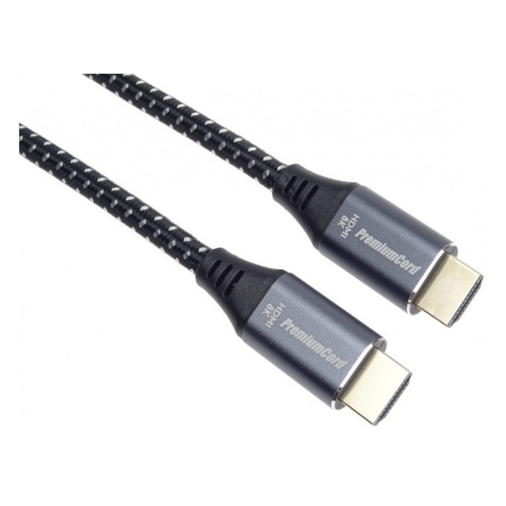 HDMI-kábel, Ultra High Speed, 8K@60Hz, 2.1-es verzió, aranyozott alumínium fém csatlakozók, 3m, PremiumCord, kphdm21s3