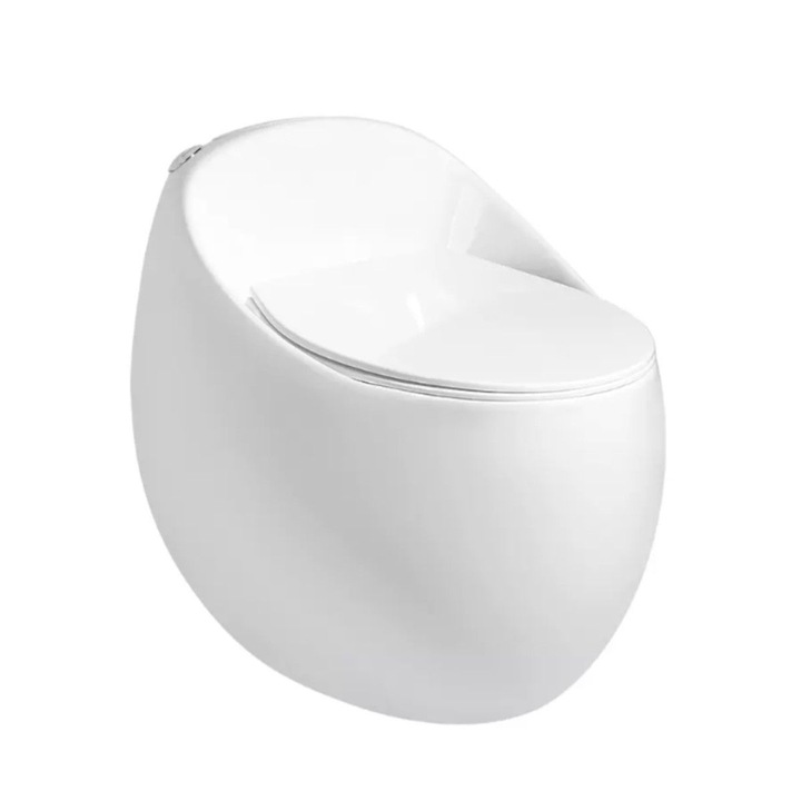 Vas WC New Santa Rimless, 65x47 cm, Rezervor Incorporat, Alb, montaj podea, capac cu soft-close inclus