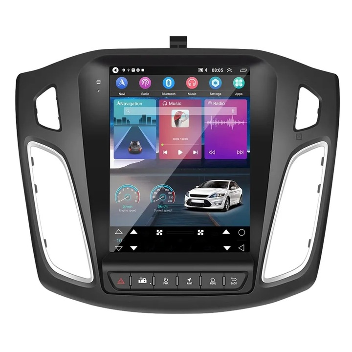 Navigatie Android tip Tesla, dedicata ®️NavStore Ford Focus 3 (2011 - 2018), 4GB RAM, 64GB Stocare, Touchscreen IPS 9.7", Internet Wi-Fi, Bluetooth, MirrorLink, USB, Waze