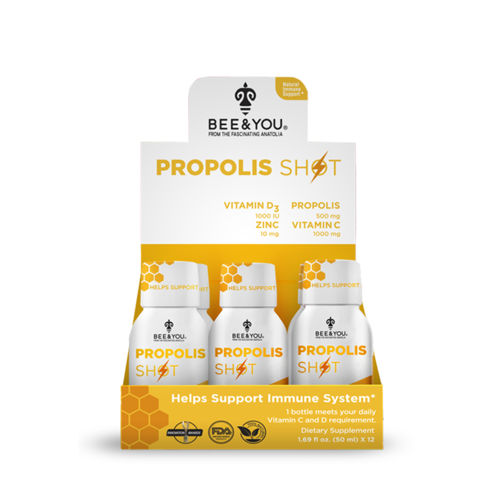 Supliment alimentar Immunity Boost, BEE&YOU, Propolis/Zinc/Vitamine D3+C, 12 pliculete