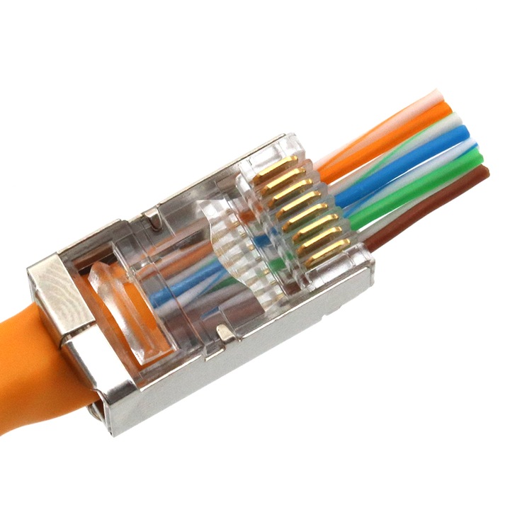 Set 10 bucati mufa RJ-45 UTP Cat 5 Passthrough Ecranata - Elitech ...