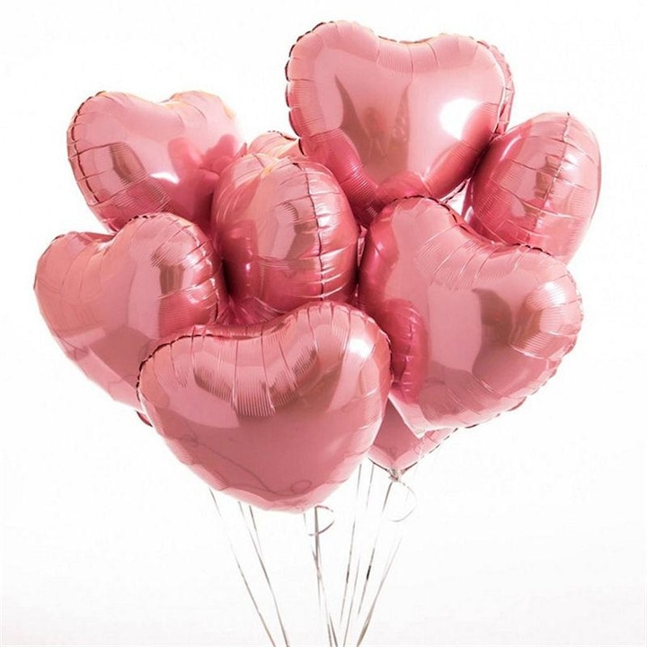 Комплект от 5 балона във формата на сърце, ADM, Party o'clock, 45 см, розови