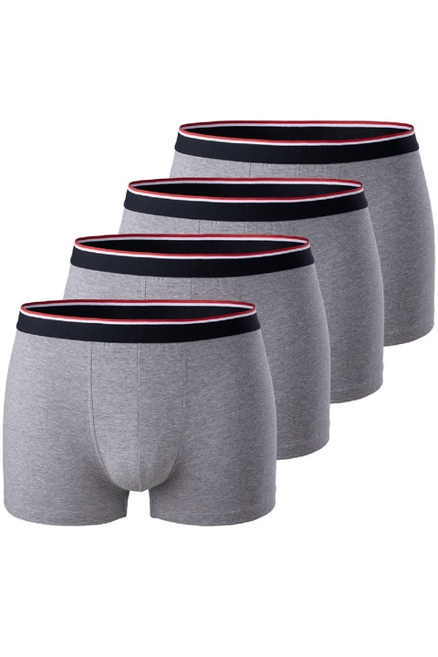 Boxeri barbatesti cu betelie cu dungi, Sunny Side, 1433-22W4-54, pachet cu 4 perechi, Bumbac/poliester/elastan, Grey, 54 EU