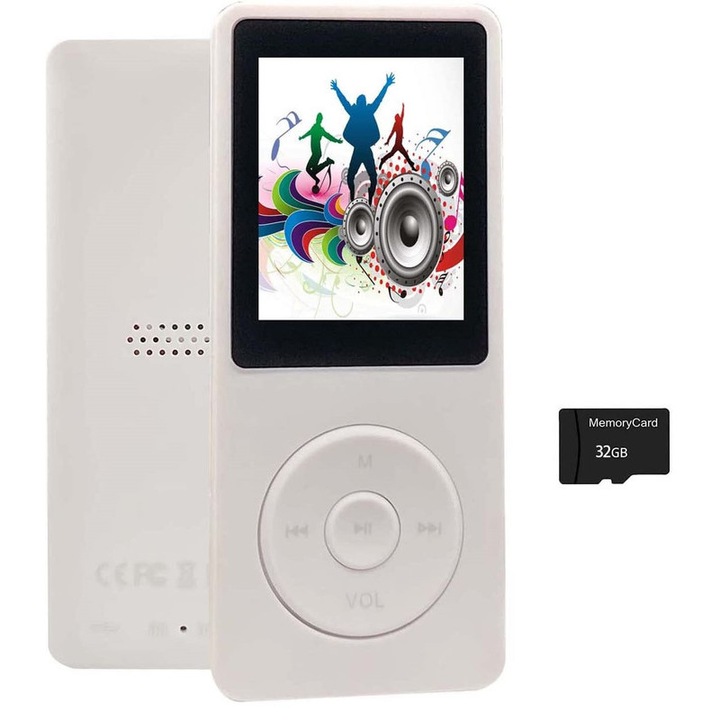 Player MP3 Bluetooth 5.0 si card SD 32 GB, HIFI, Alb