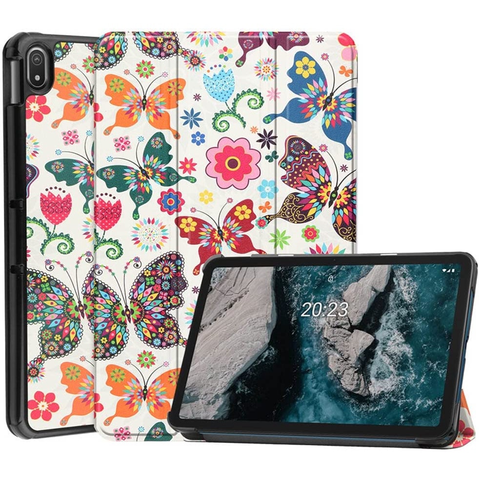 Husa Slim Sigloo, Smart Cover, Trifold, pentru tableta Nokia T21 2022, 10,4inch, model Butterfly