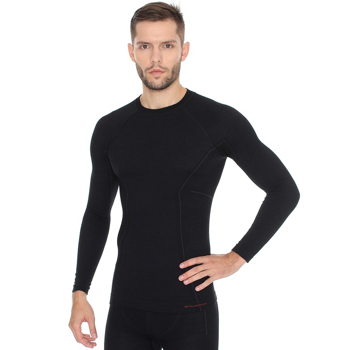 Bluza Termoactiva Barbati Brubeck ACTIVE WOOL, L, Negru