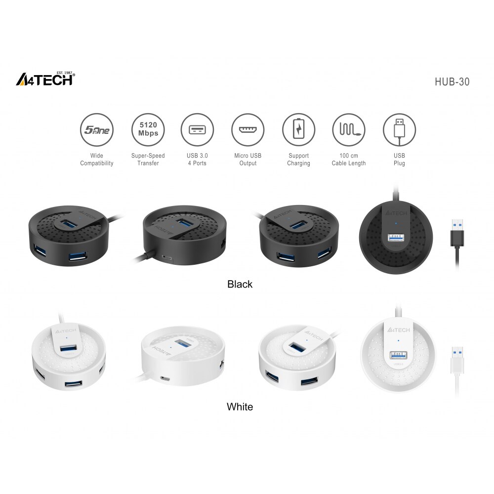 Hub USB A4tech HUB 30 4 Porturi USB 3 0 5120 Mbit s Negru EMAG ro Hub USB A4tech HUB 30 4 Porturi USB 3 0 5120 Mbit s Negru EMAG ro