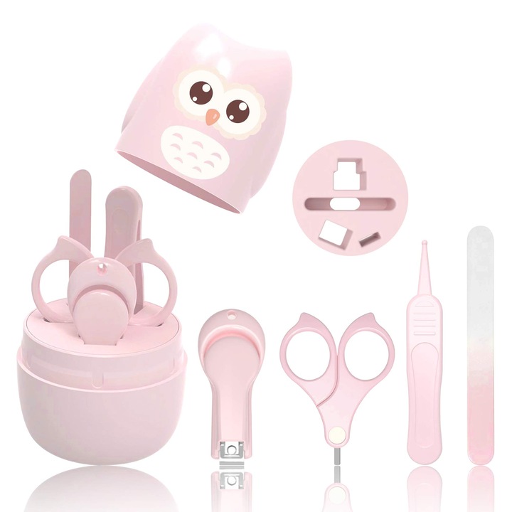 Babaápoló készlet körömollóval, Roffie, ABS, Pink