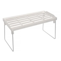 Raft organizator, pliabil, cu picioare, plastic/metal, alb, 30 x 14 x 15.5 cm