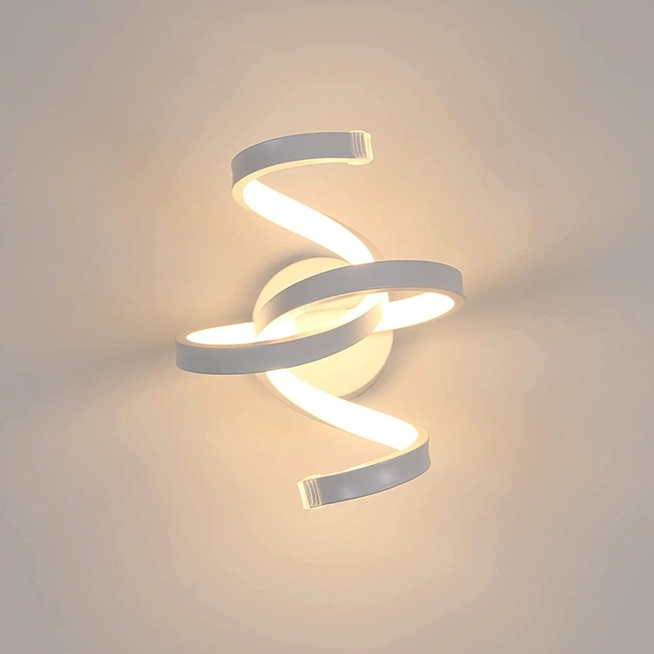 Lampa De Perete Cu Led, Comely, Aluminiu, Spirala Incrucisata, 220v, 20w, Lumina Calda, Alb