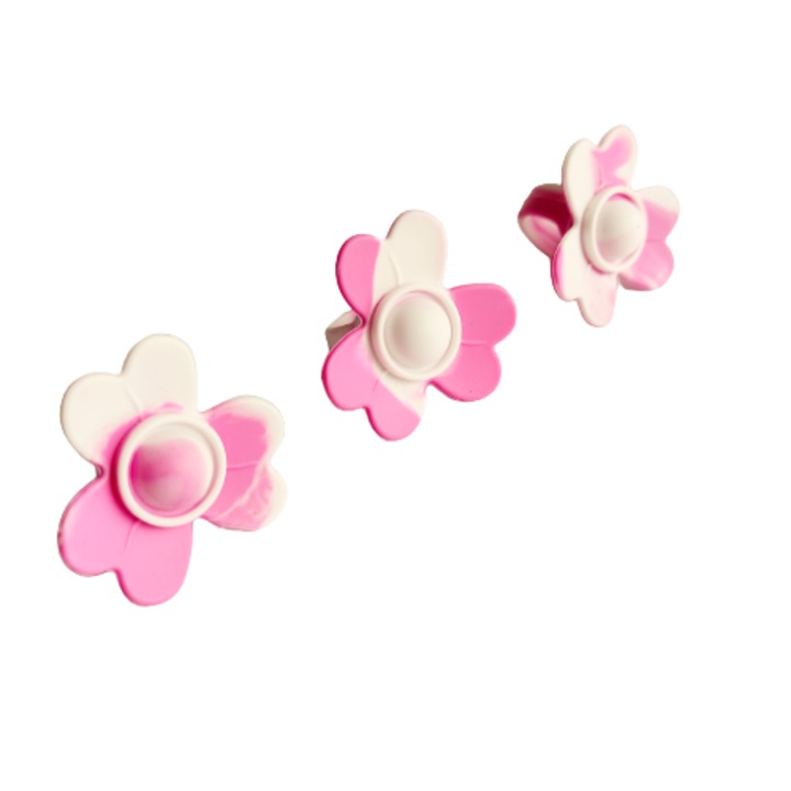 Set de 3 inele din silicon, Pop It Now and Flip It, Roz/Alb, +3 ani