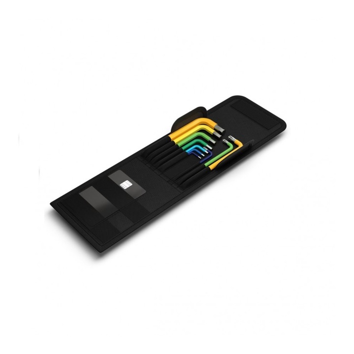 Set 10 chei STROXX 7 hexagonale, 3 TORX, colorate in husa textila neagra