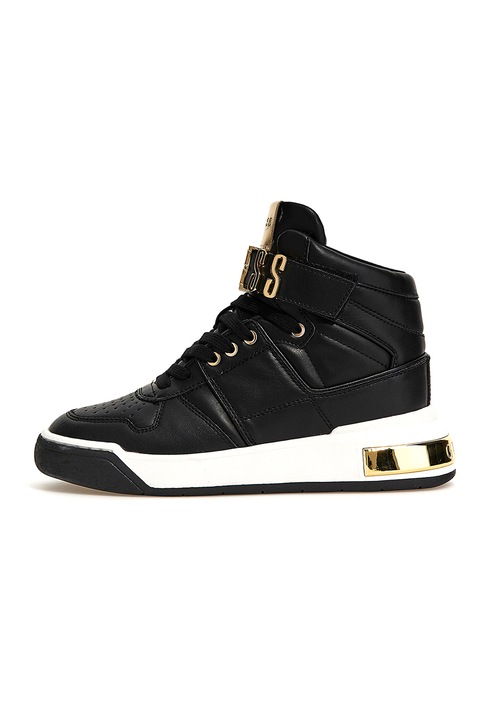 Guess, Pantofi sport high-top de piele ecologica Corten, Auriu/Negru, 40