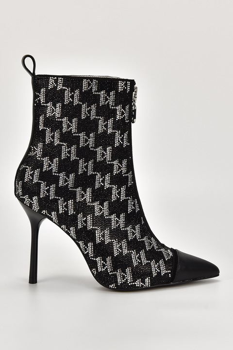 Karl Lagerfeld, Botine cu paiete, Negru/Argintiu, 37