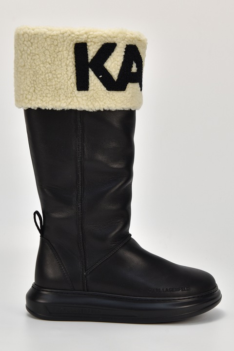Karl Lagerfeld, Кожени ботуши до коляното, Крем/Черен