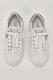Karl Lagerfeld, Pantofi sport de piele si piele ecologica, Alb, Albastru, 38