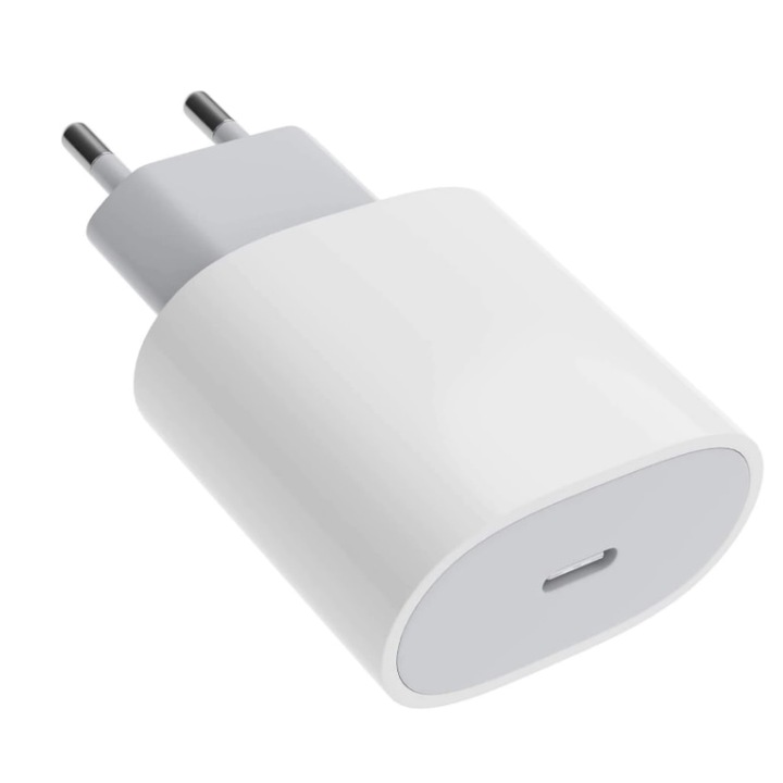 Incarcator telefon, compatibil cu Apple iPhone 14/Plus/Pro/Pro Max, 20W, USB Type-C, Alb