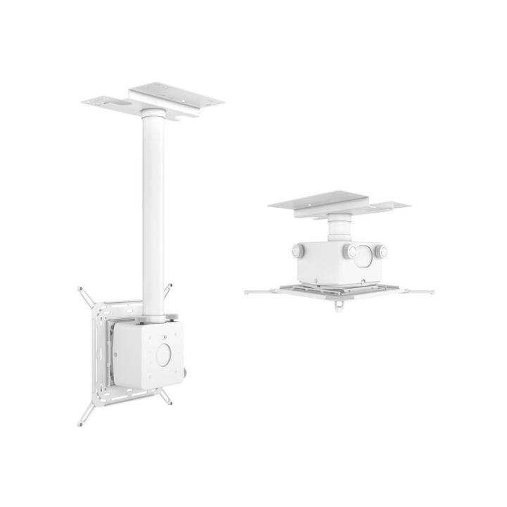 Suport videoproiector de tavan Multibrackets MB-0594, reglabil la inaltime, inclinare laterala 90º, max. 40kg, alb