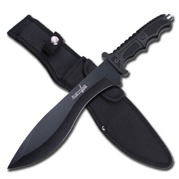 Cutit de Supravietuire, cu Teaca, Inox, Negru, HK-717 - eMAG.ro