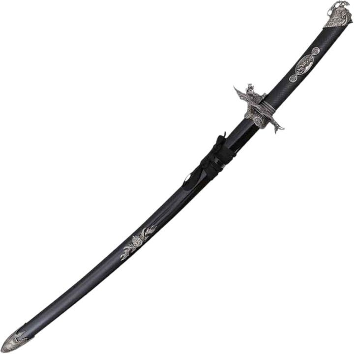 Sabie de Samurai cu Teaca, Negru, Inox, JL-055B + STAND